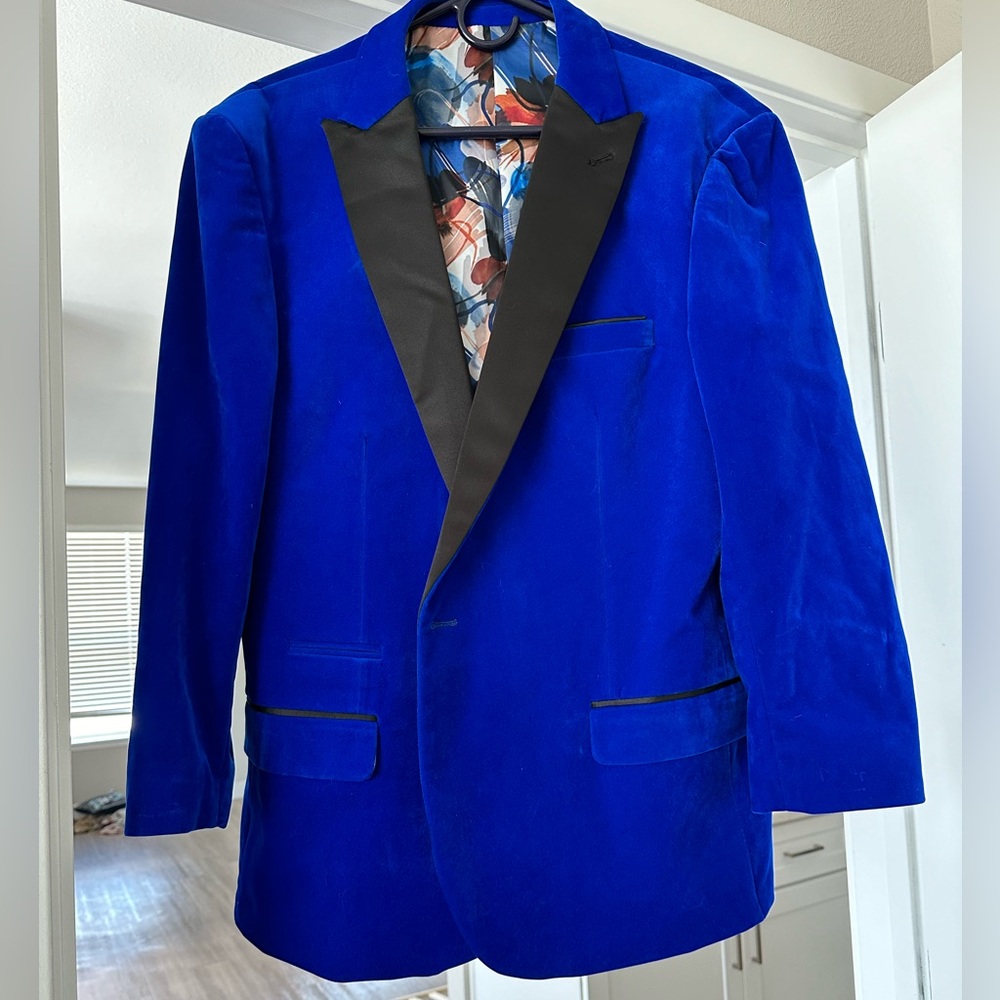 COPY - Royal Blue Velvet Tuxedo Jacket